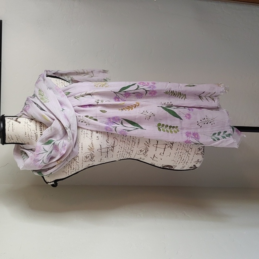 Uncommon Goods Floral Scarf Garden Flowers Soft Lavender Cotton Modal Ultra Soft
